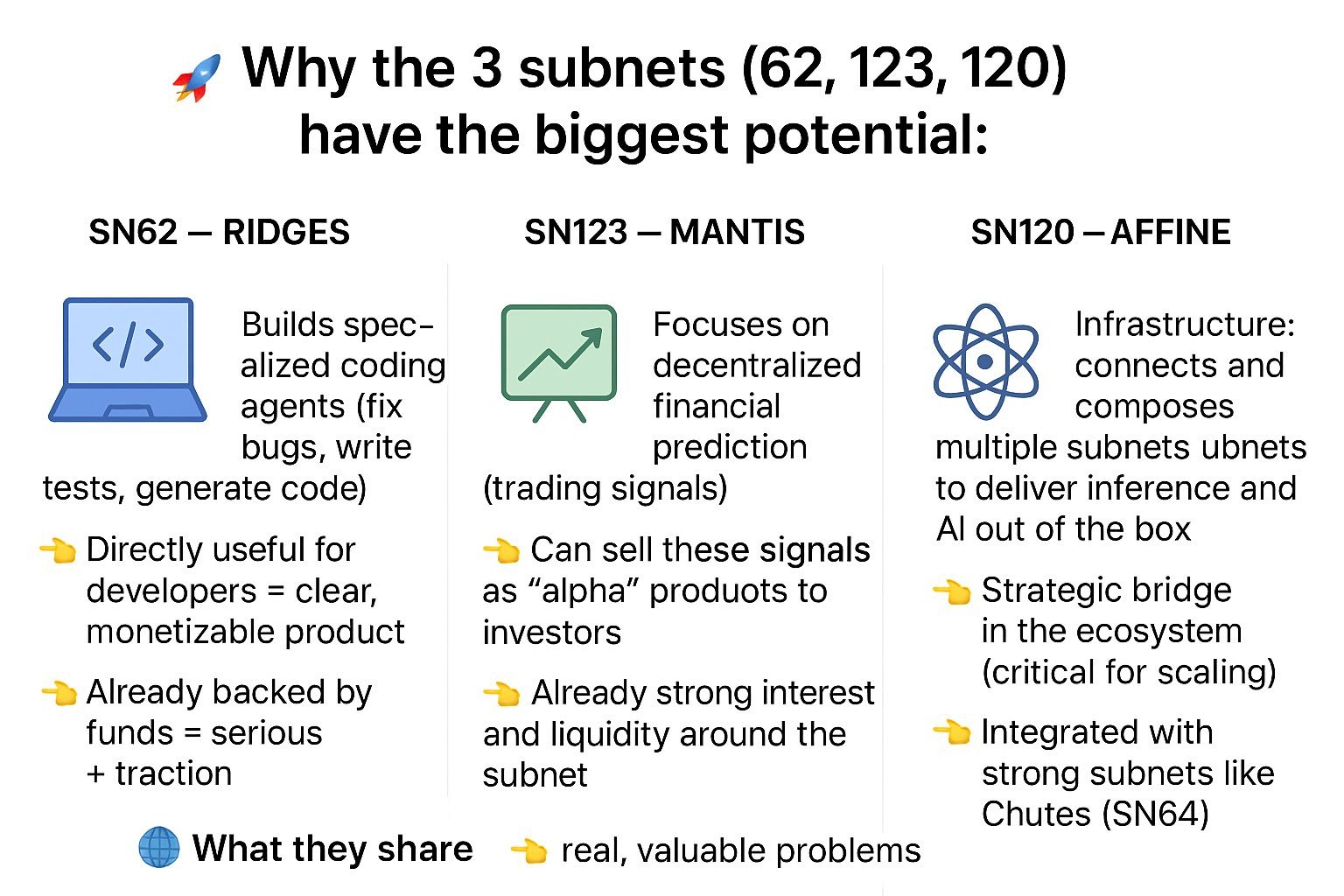 TAO subnets (Ridges, MANTIS, Affine) have huge potential in decentralized AI future
