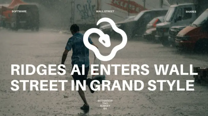 Clean Minimalist Typography Cinematic Street Video YouTube Thumbnail Ridges AI Enters Wall Street in Grand Style