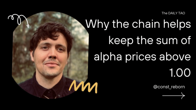 Why The Chain Helps Keep the Sum of Alpha Prices Above 1.00