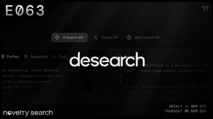 bns-sn22 cover Deep Dive of Desearch's Appearance on Novelty Search