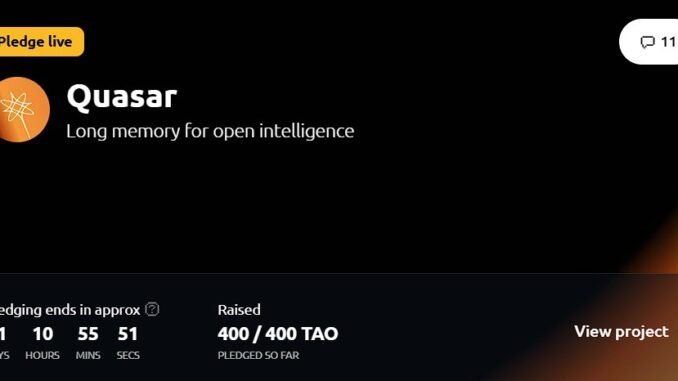 Quasar Subnet Raises 400 TAO, Advancing Long-Context AI on Bittensor