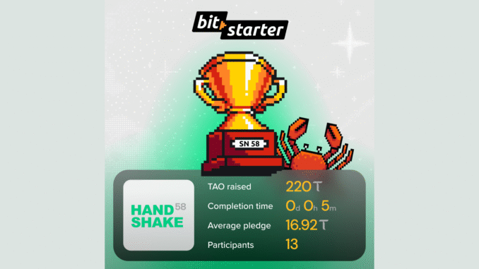 handshake Handshake58 Raised 220 TAO in Five Minutes and It Is Building Payment Rails for AI Agents